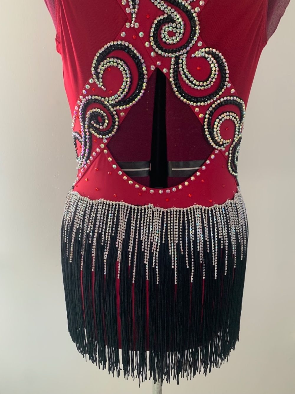 Red Rhinestone Fringe Dance Costume: Adult Large, Musical Theater/Jazz - Picture 7 of 7